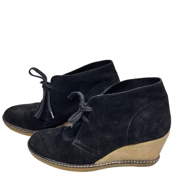 J. Crew MacAlister Wedge Boots Black Suede with Crepe Sole Size 7 - Picture 10 of 11